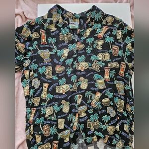 Reyn Spooner Black Tropical Print Shirt